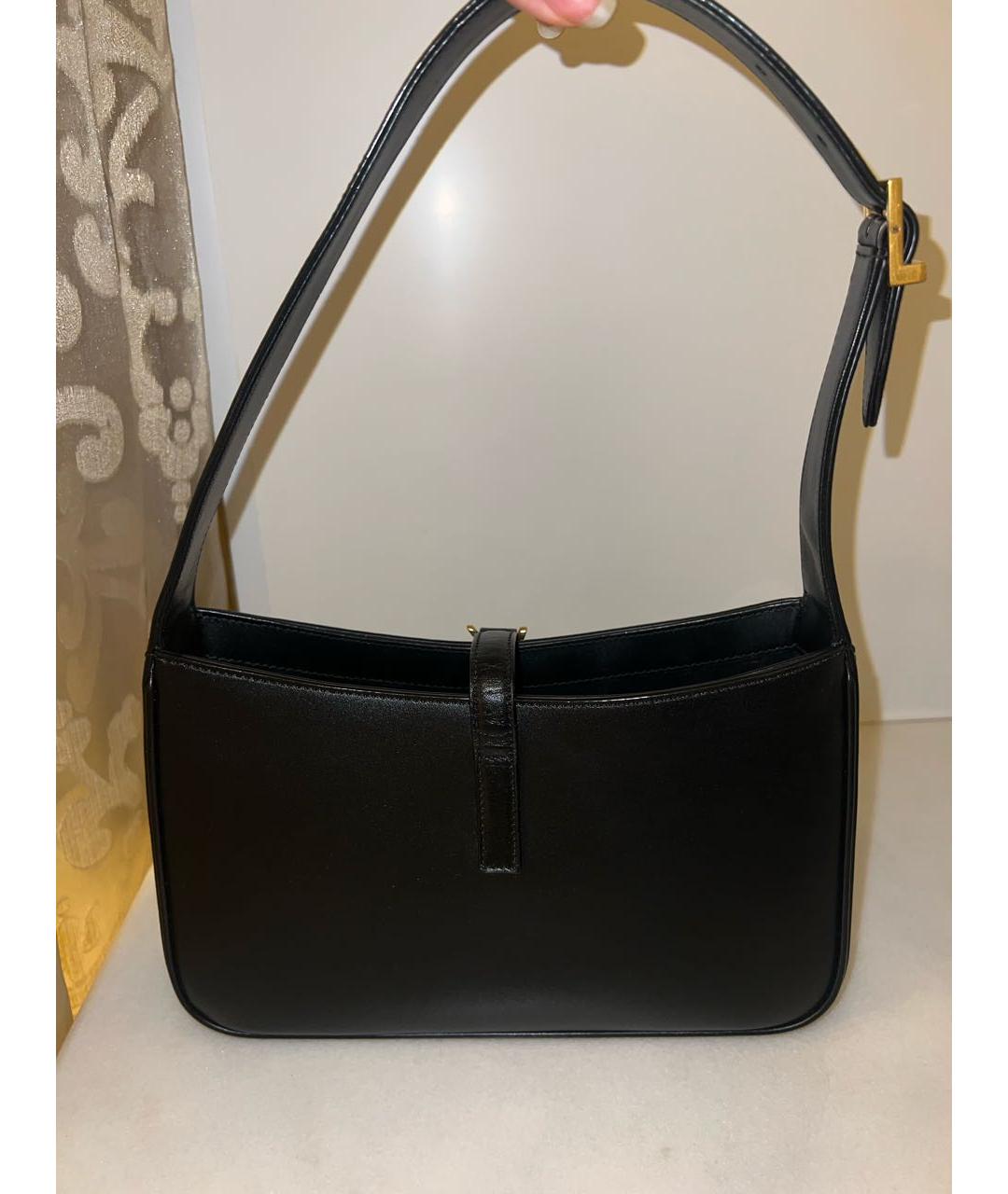 SAINT LAURENT Черная кожаная сумка с короткими ручками, фото 3