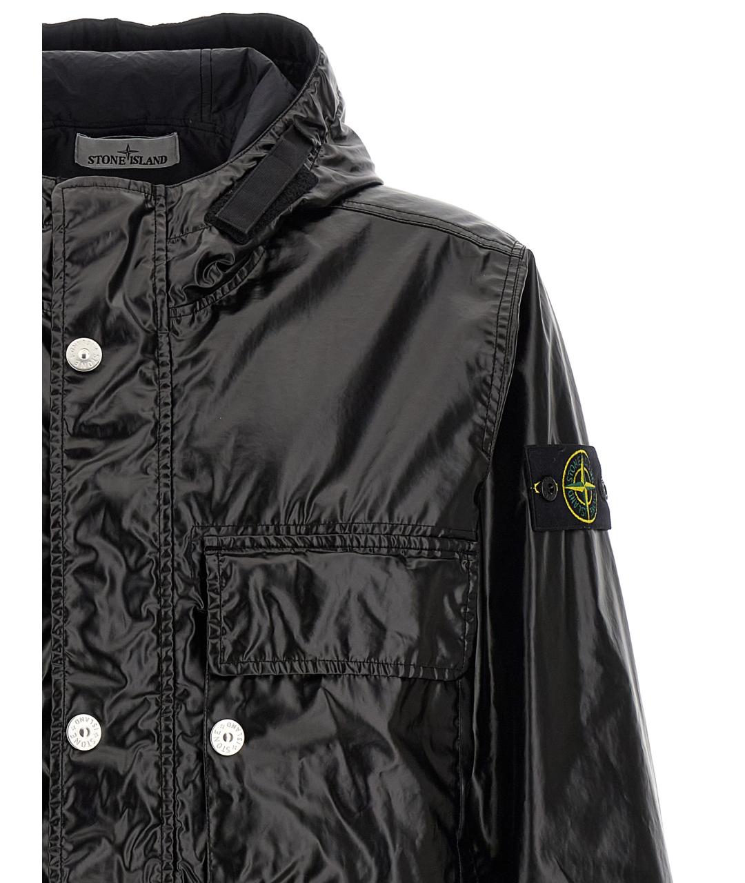 STONE ISLAND Черная хлопковая куртка, фото 3