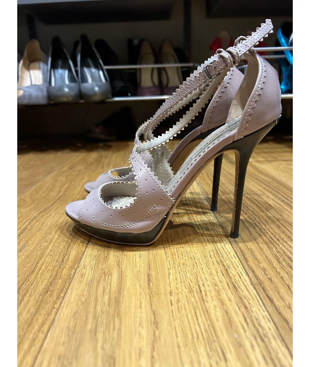 BURBERRY Фиолетовые кожаные босоножки, фото 5