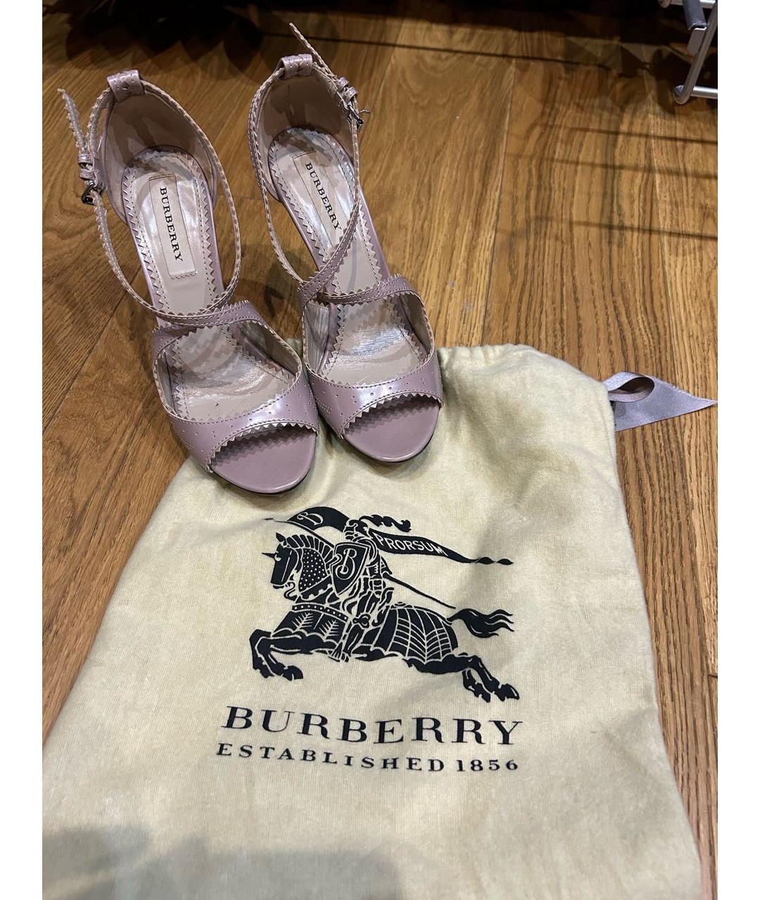 BURBERRY Фиолетовые кожаные босоножки, фото 3