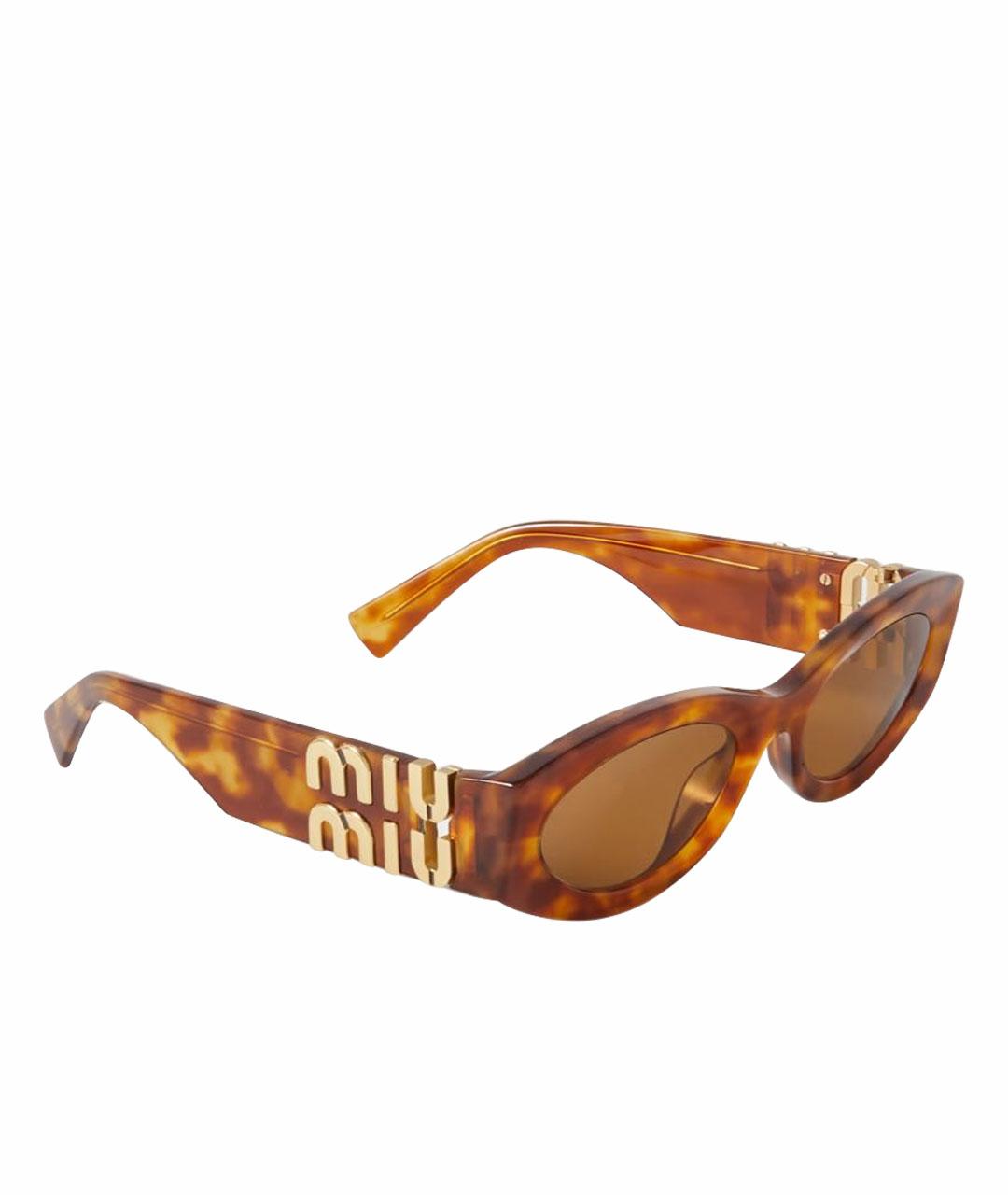 MIU MIU Коричневые пластиковые солнцезащитные очки, фото 1