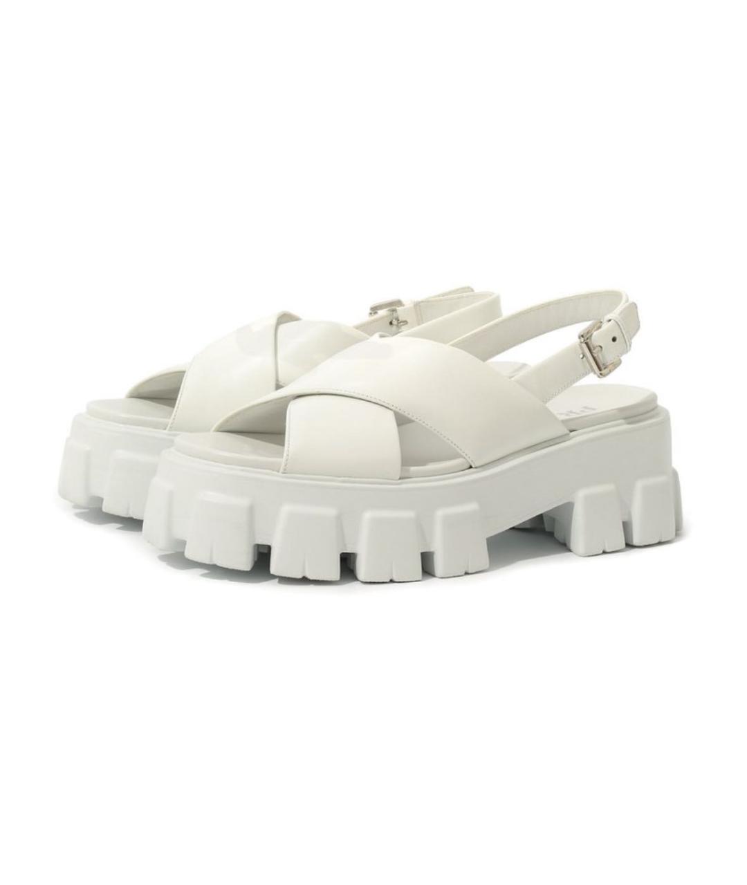 PRADA Белые кожаные сандалии, фото 5