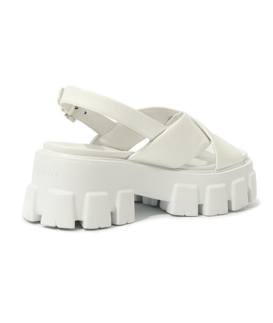PRADA Белые кожаные сандалии, фото 3
