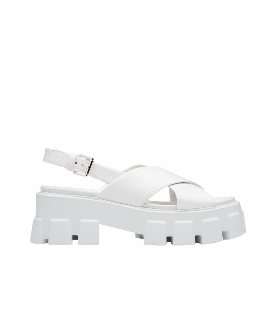 PRADA Белые кожаные сандалии, фото 1