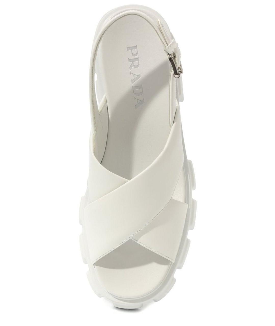 PRADA Белые кожаные сандалии, фото 4