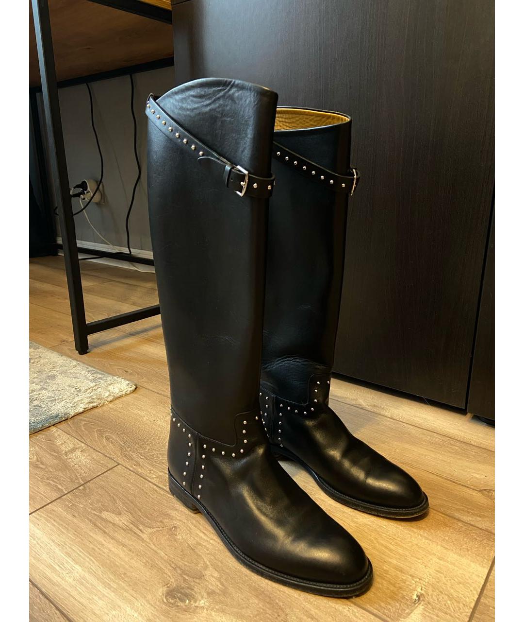 HERMES Черные кожаные сапоги, фото 9