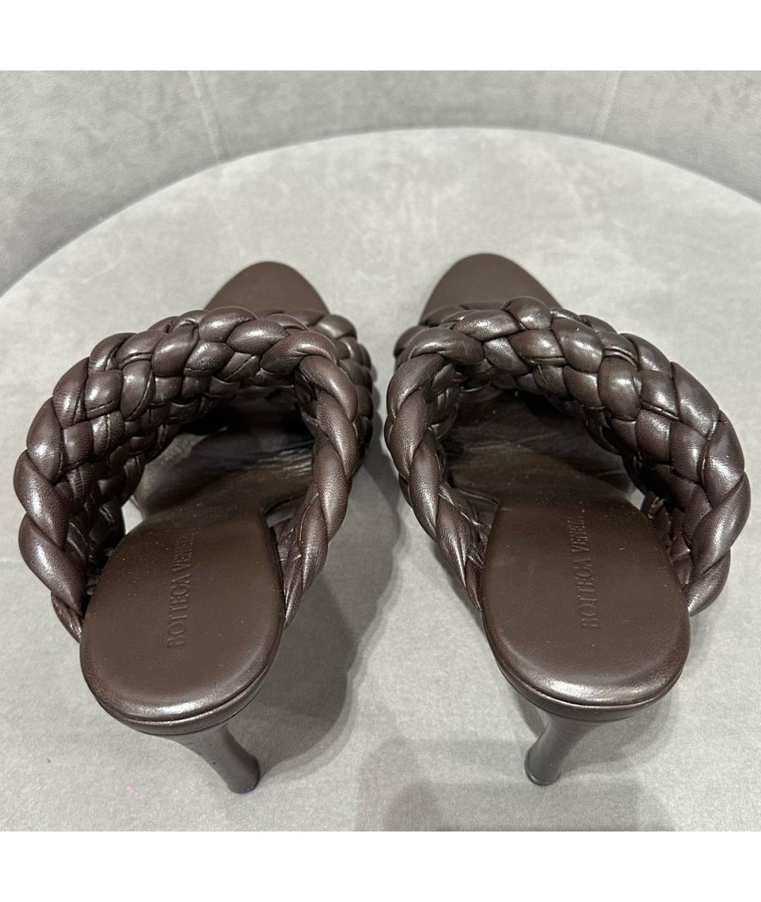 BOTTEGA VENETA Коричневые кожаные мюли, фото 4