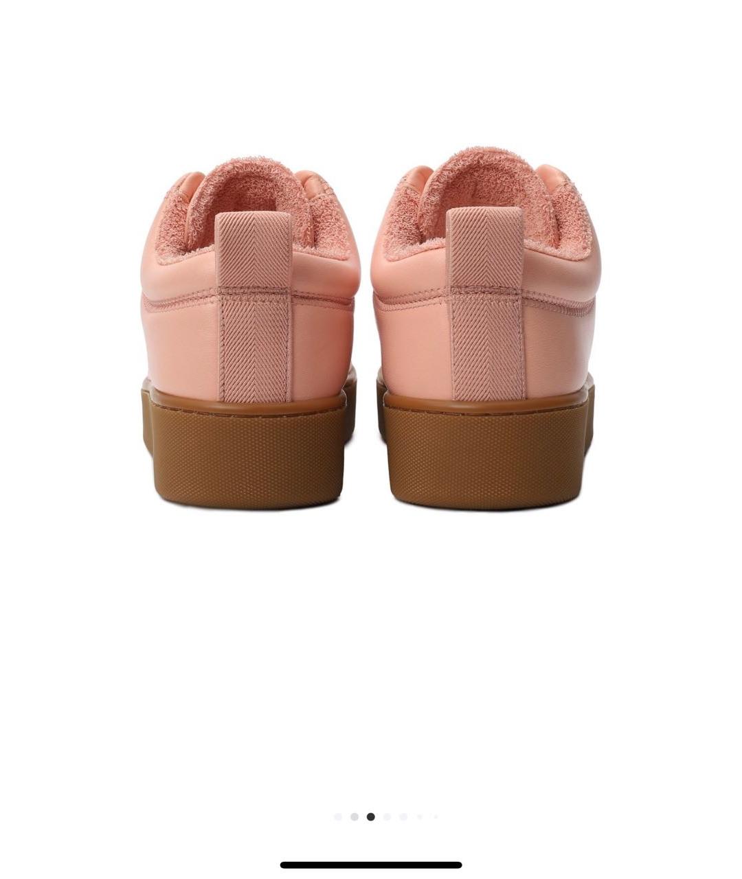 BOTTEGA VENETA Коралловые кожаные кеды, фото 3