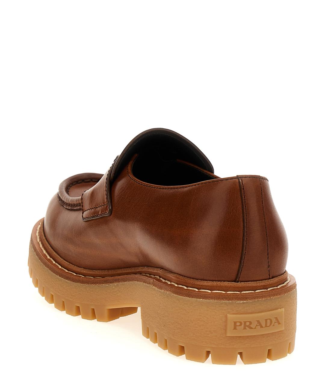 PRADA Коричневые кожаные лоферы, фото 3