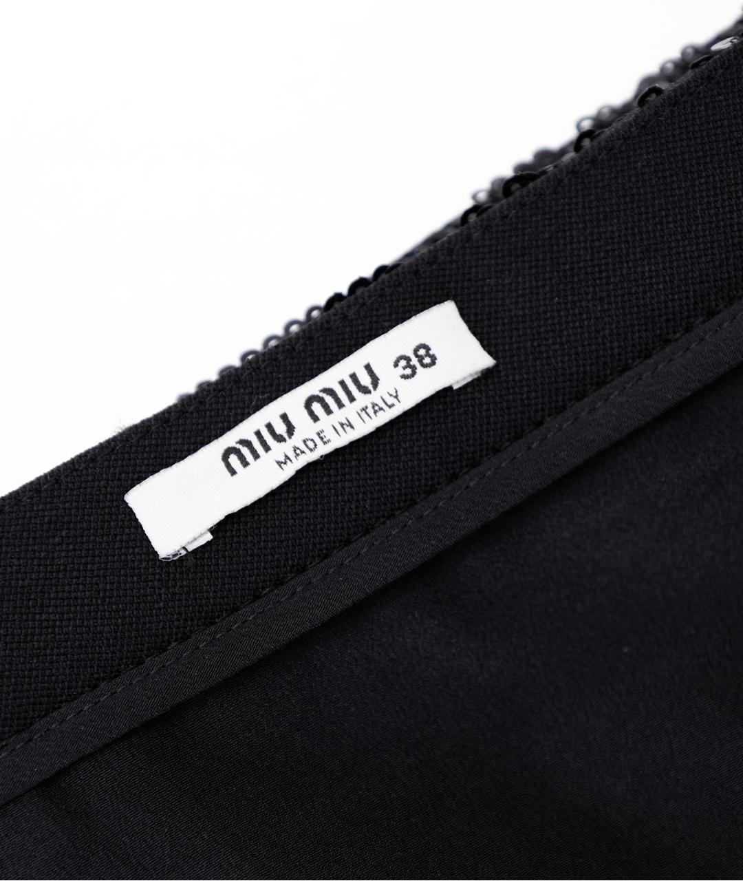 MIU MIU Черная шерстяная юбка мини, фото 6