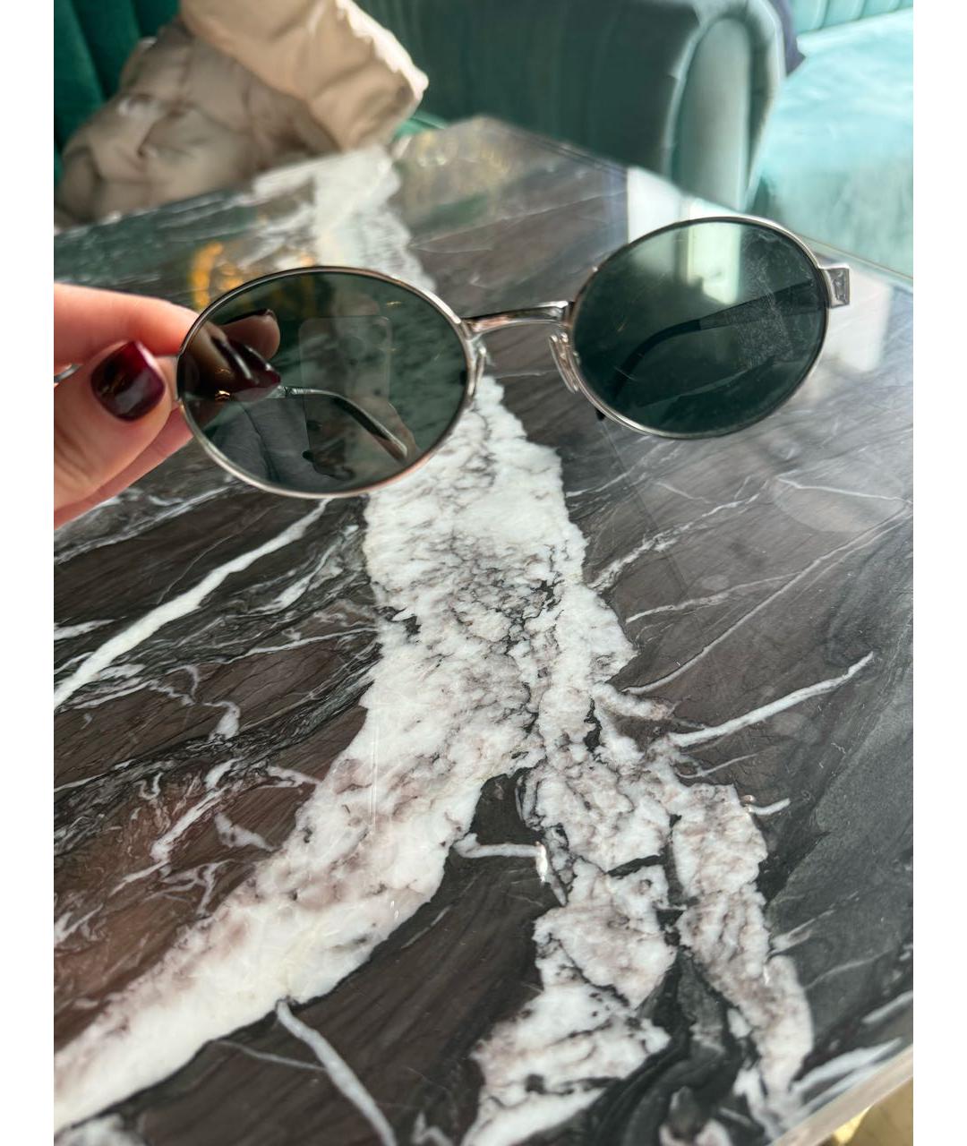 SAINT LAURENT Серебряные металлические солнцезащитные очки, фото 2
