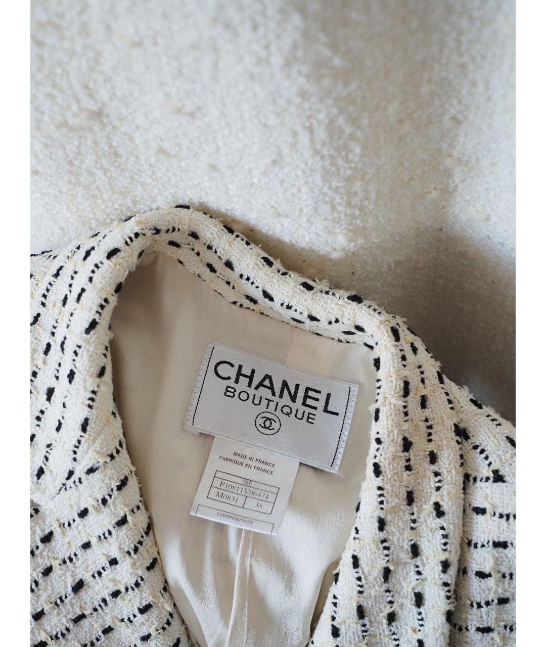 CHANEL Белый твидовый жакет/пиджак, фото 4