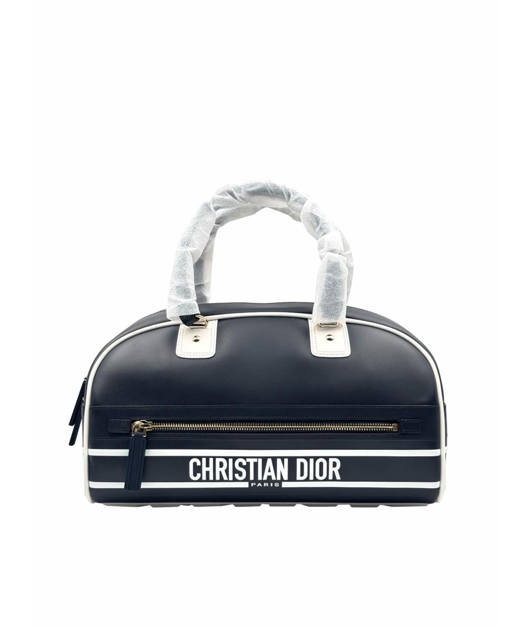 CHRISTIAN DIOR Синяя кожаная сумка с короткими ручками, фото 1