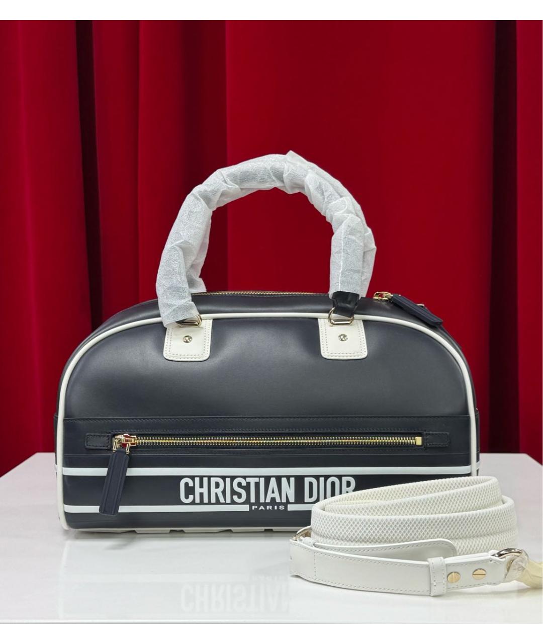 CHRISTIAN DIOR Синяя кожаная сумка с короткими ручками, фото 6