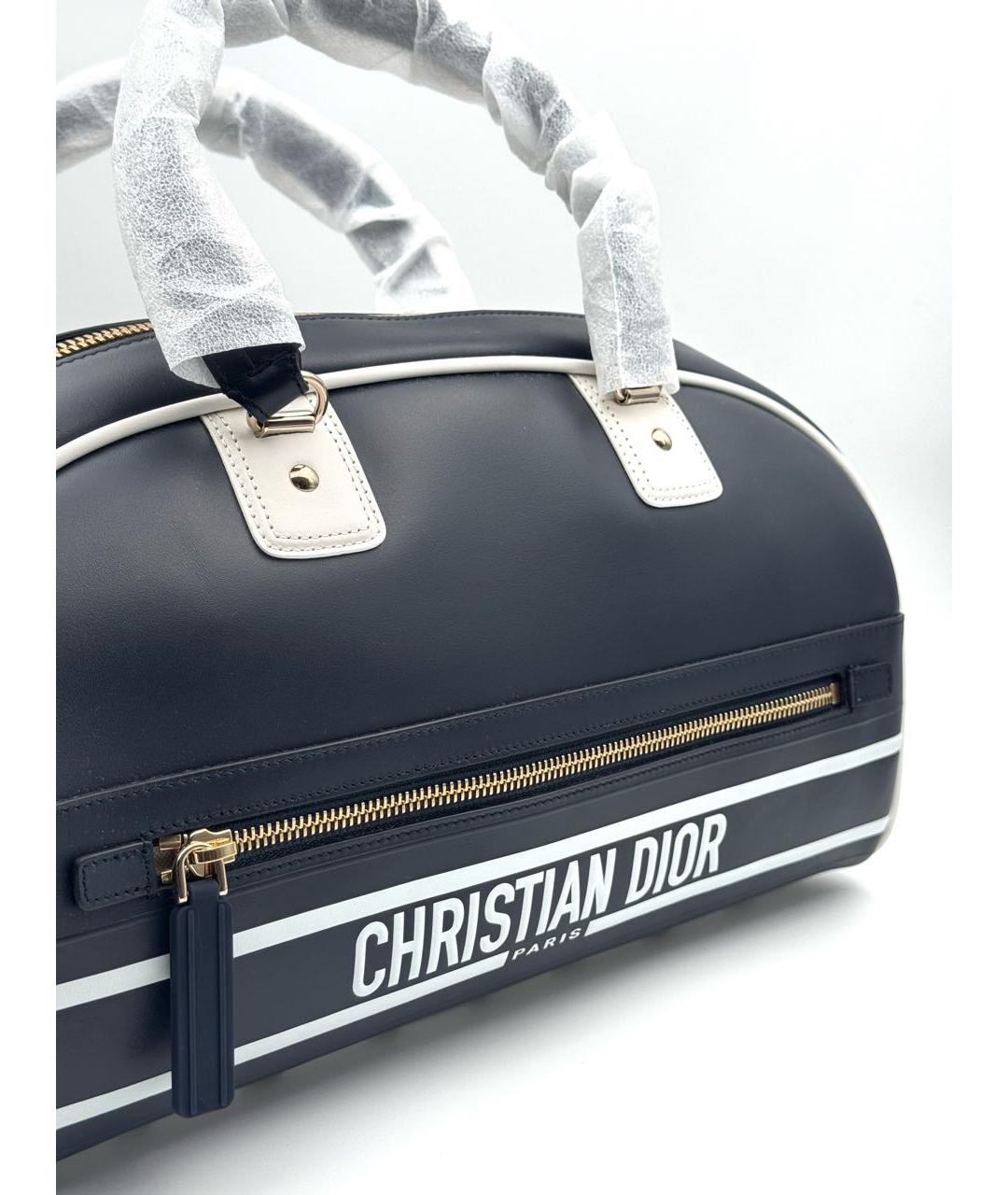CHRISTIAN DIOR Синяя кожаная сумка с короткими ручками, фото 3