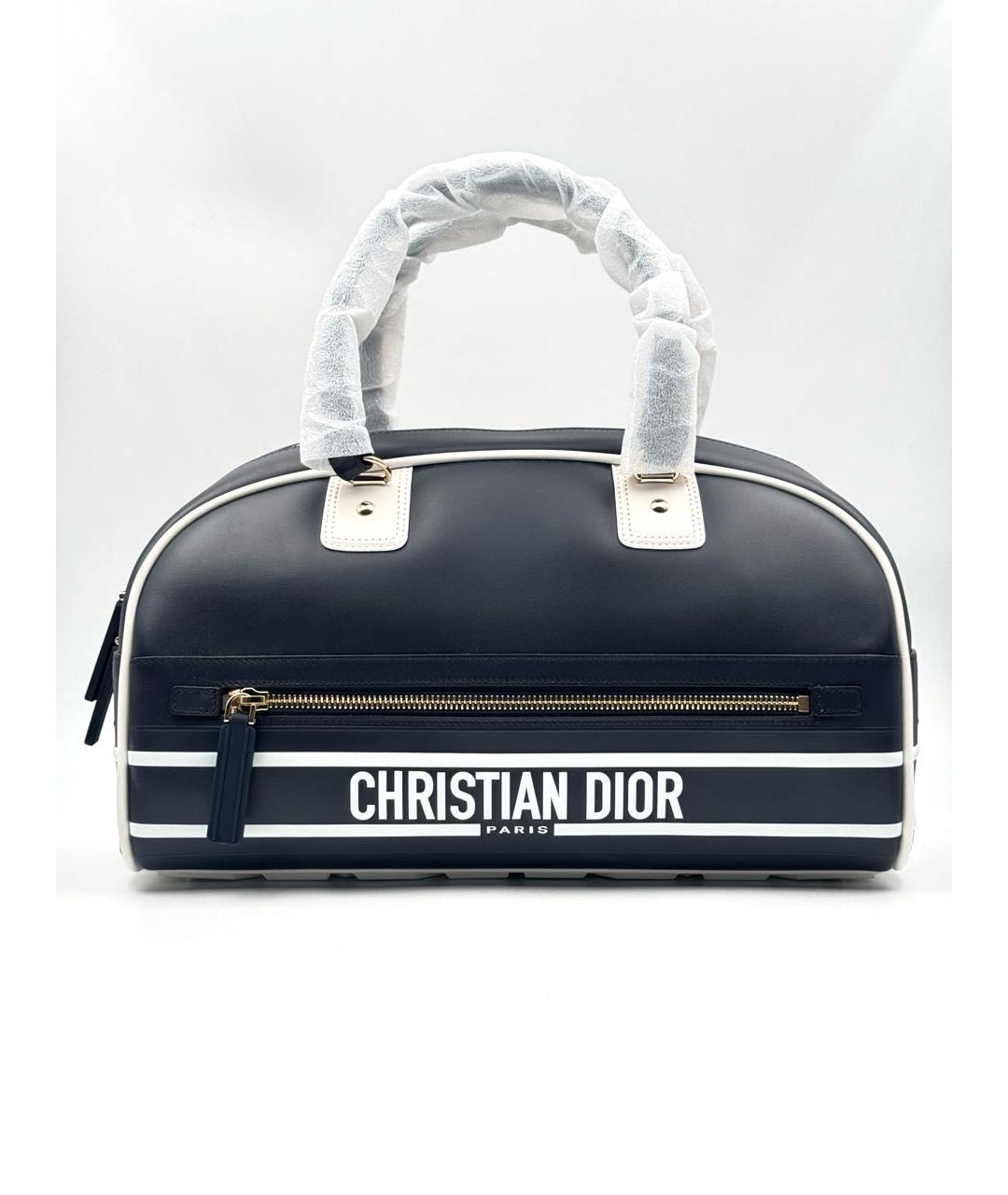 CHRISTIAN DIOR Синяя кожаная сумка с короткими ручками, фото 7