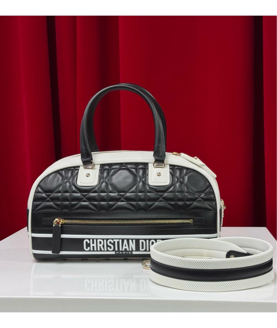 CHRISTIAN DIOR Черная кожаная сумка с короткими ручками, фото 5
