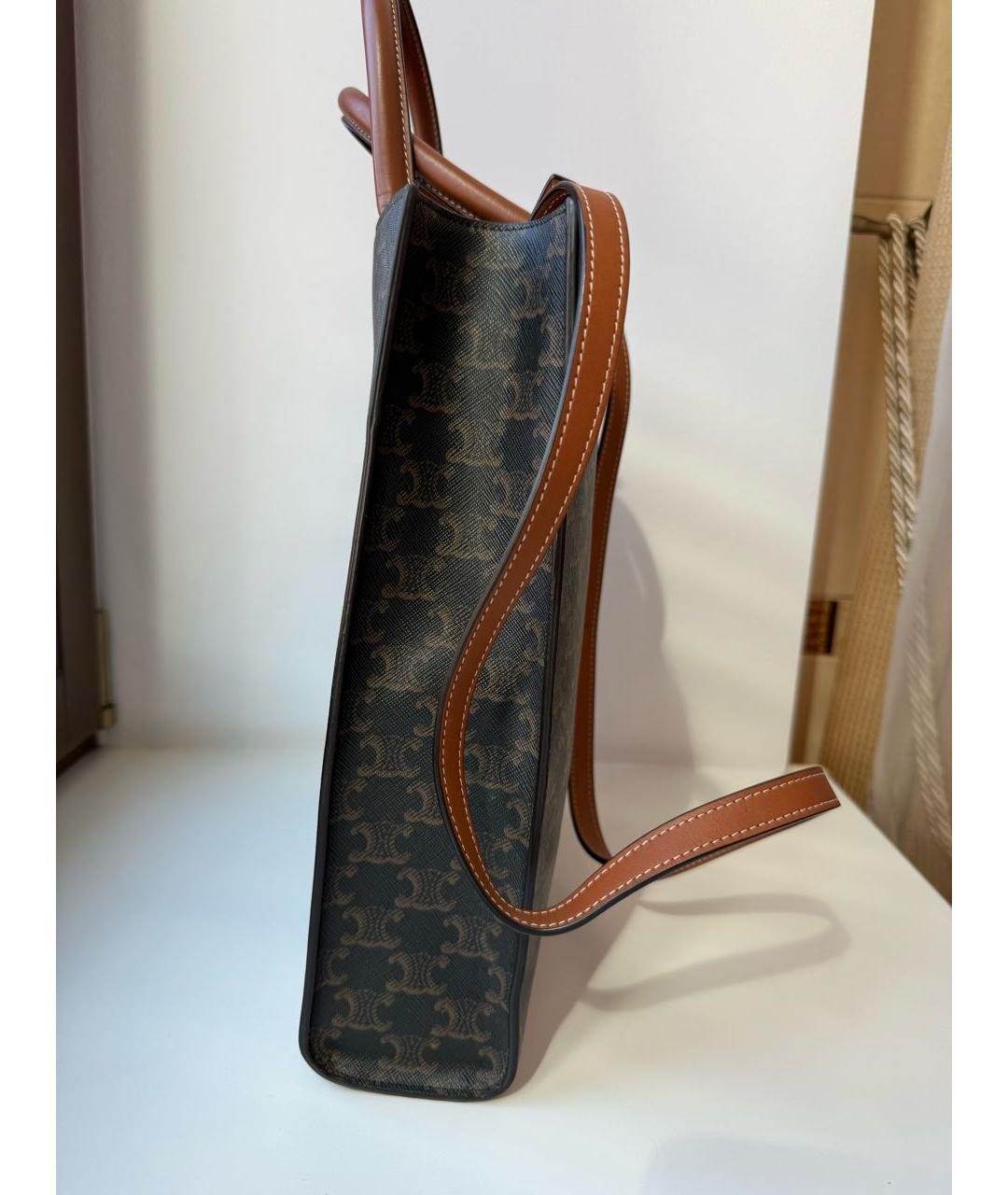 CELINE Коричневая кожаная сумка тоут, фото 2