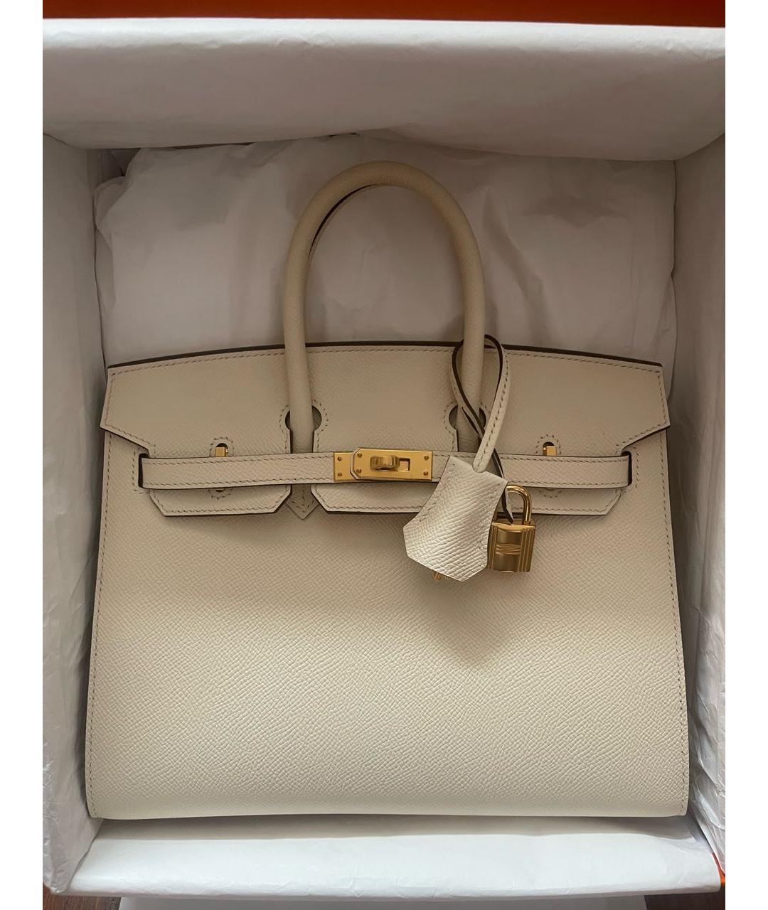HERMES Белая кожаная сумка с короткими ручками, фото 2