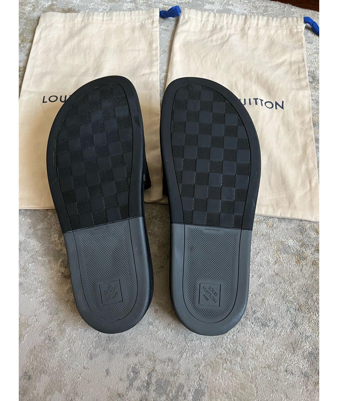 LOUIS VUITTON Черные резиновые шлепанцы, фото 7