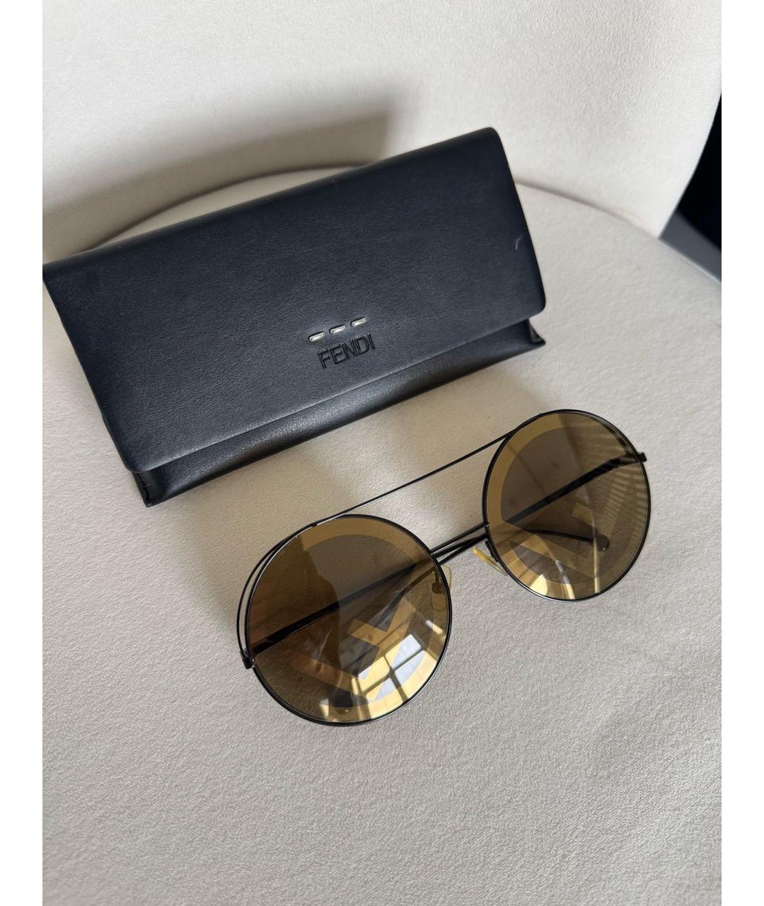 FENDI Коричневые пластиковые солнцезащитные очки, фото 3