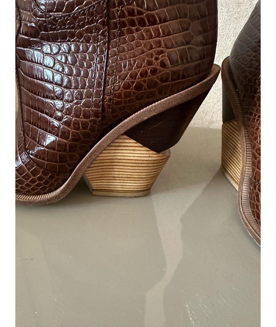 FENDI Коричневые кожаные ботильоны, фото 6