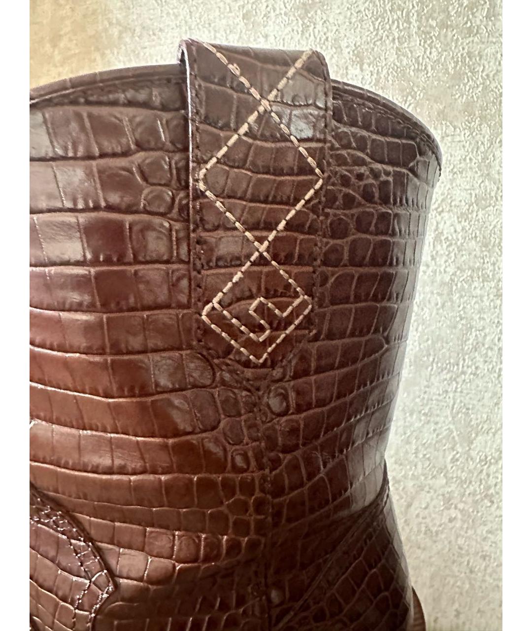 FENDI Коричневые кожаные ботильоны, фото 7