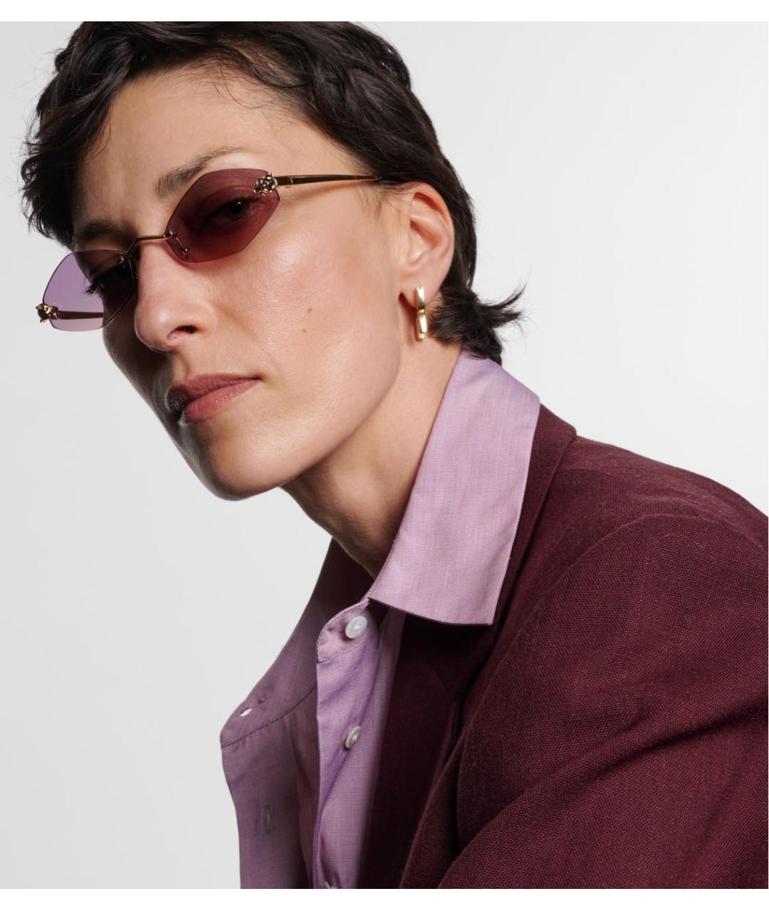 CARTIER Золотые металлические солнцезащитные очки, фото 2