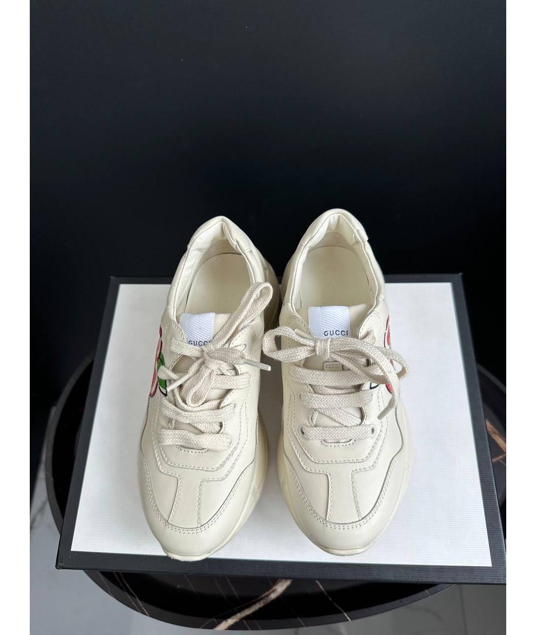 GUCCI Бежевые кожаные кеды, фото 3