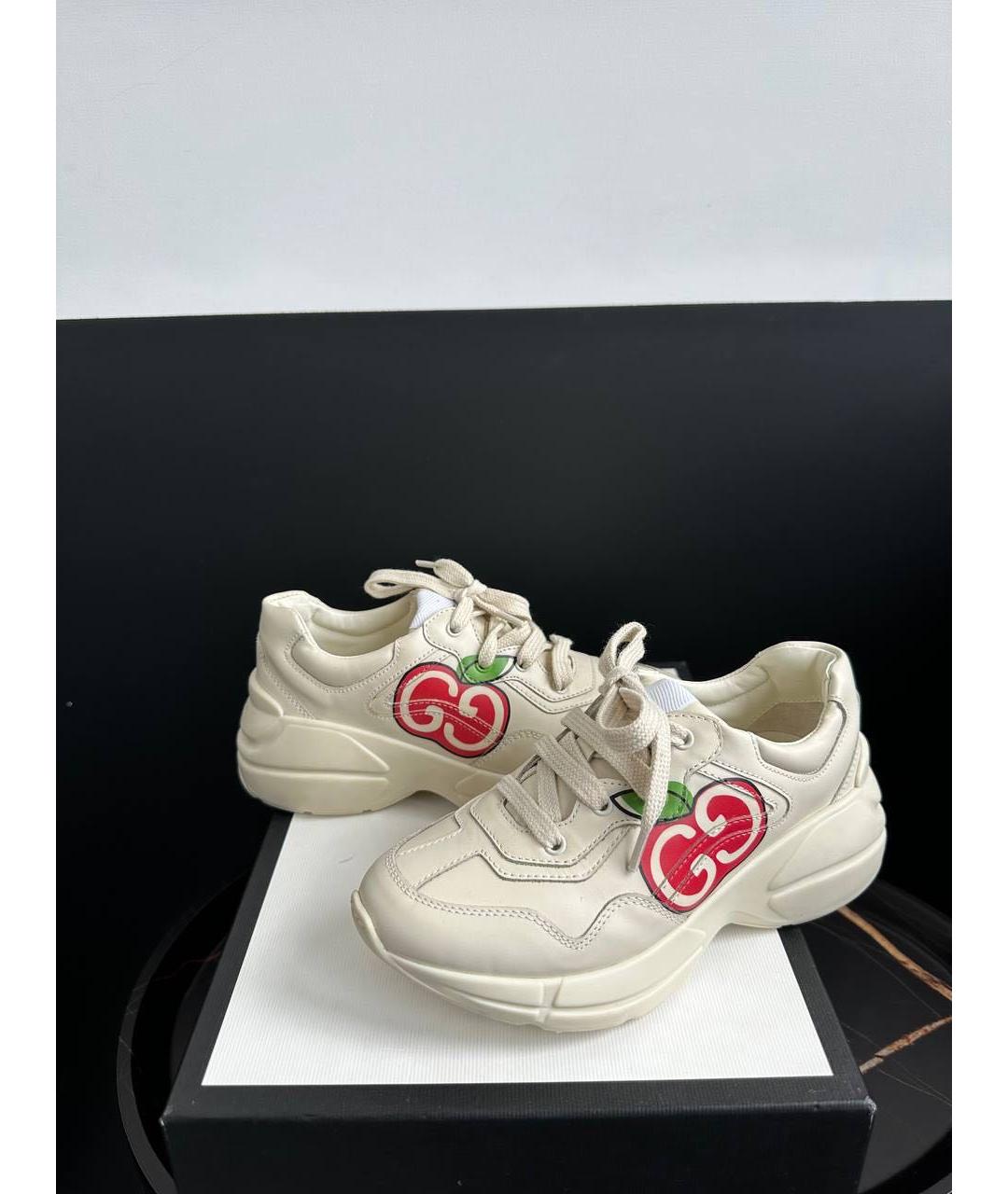 GUCCI Бежевые кожаные кеды, фото 2