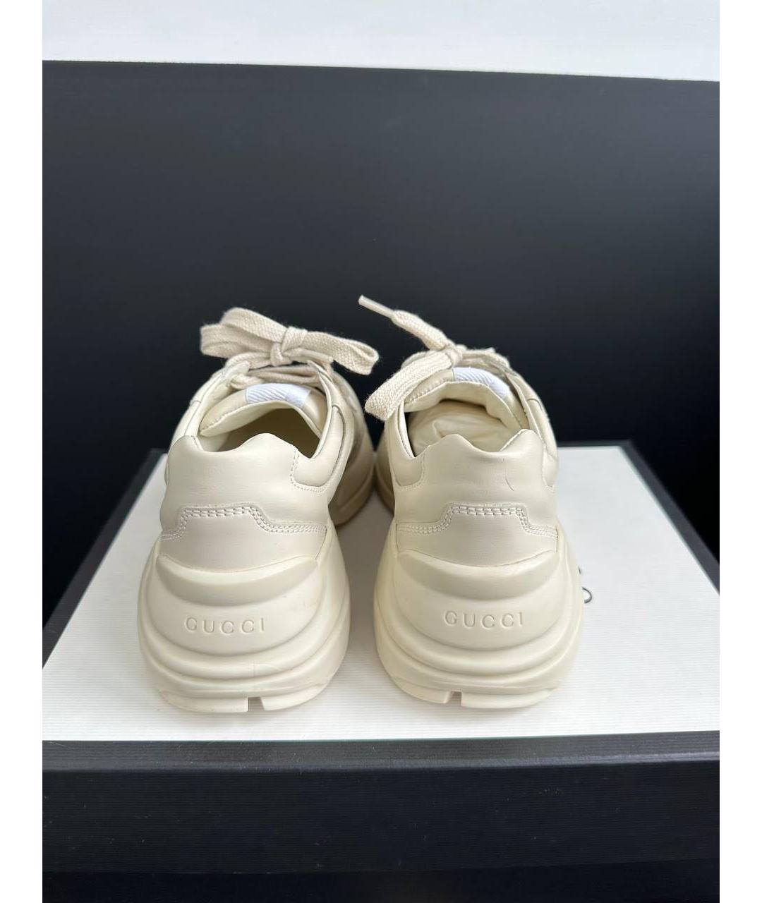 GUCCI Бежевые кожаные кеды, фото 4