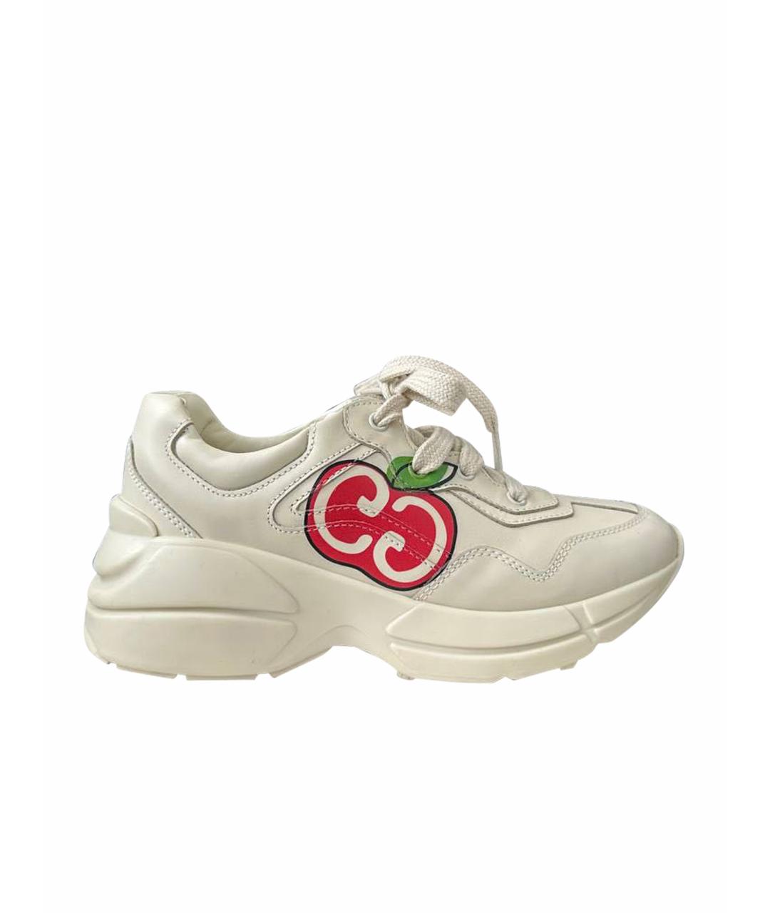 GUCCI Бежевые кожаные кеды, фото 1