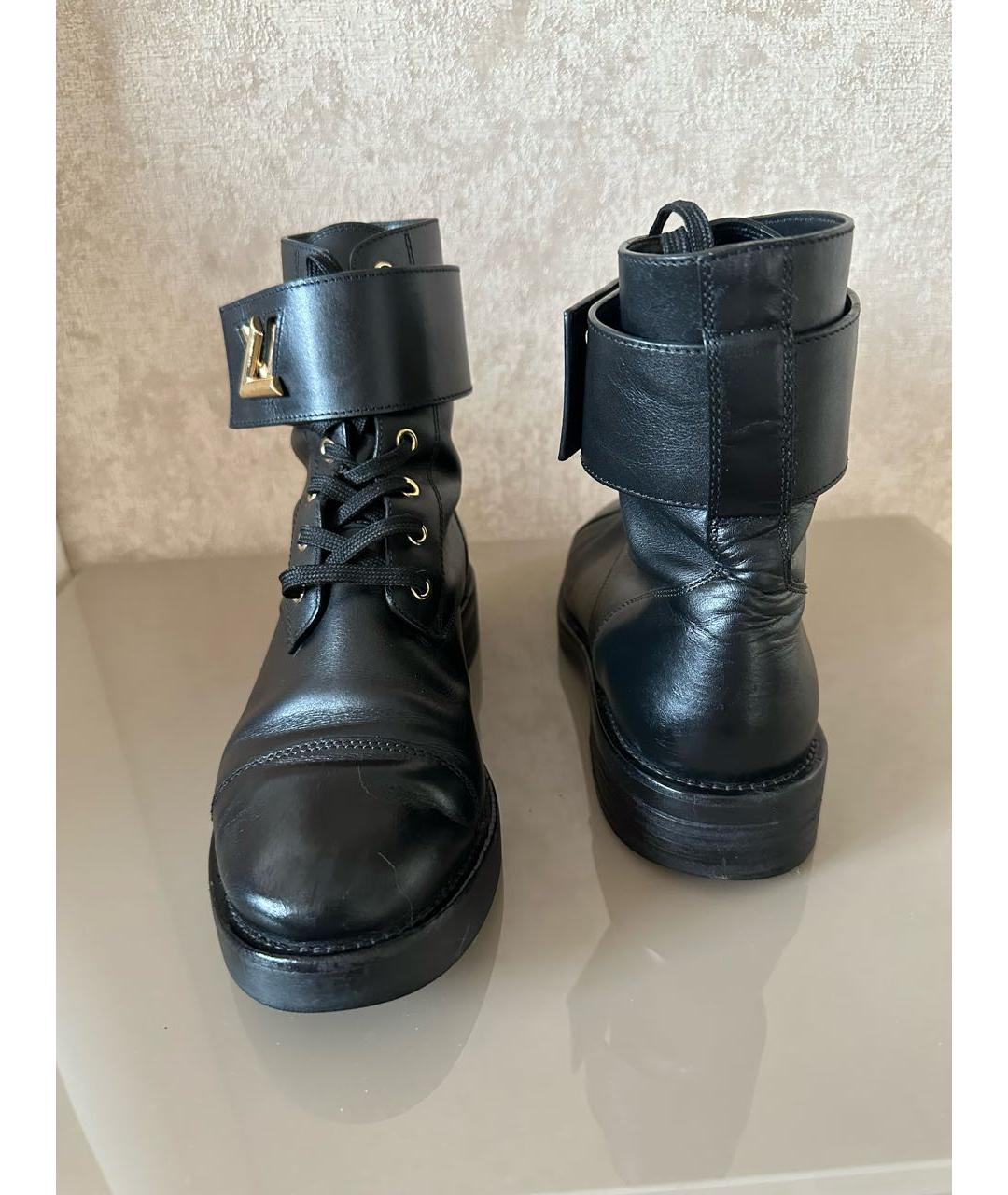LOUIS VUITTON Черные кожаные ботинки, фото 4