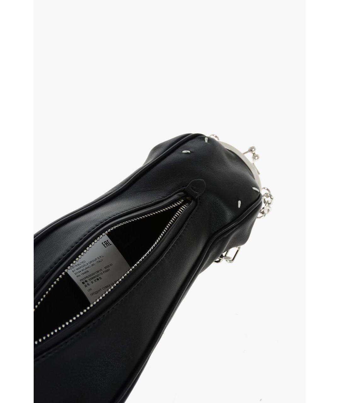 MAISON MARGIELA Черная кожаная сумка через плечо, фото 5