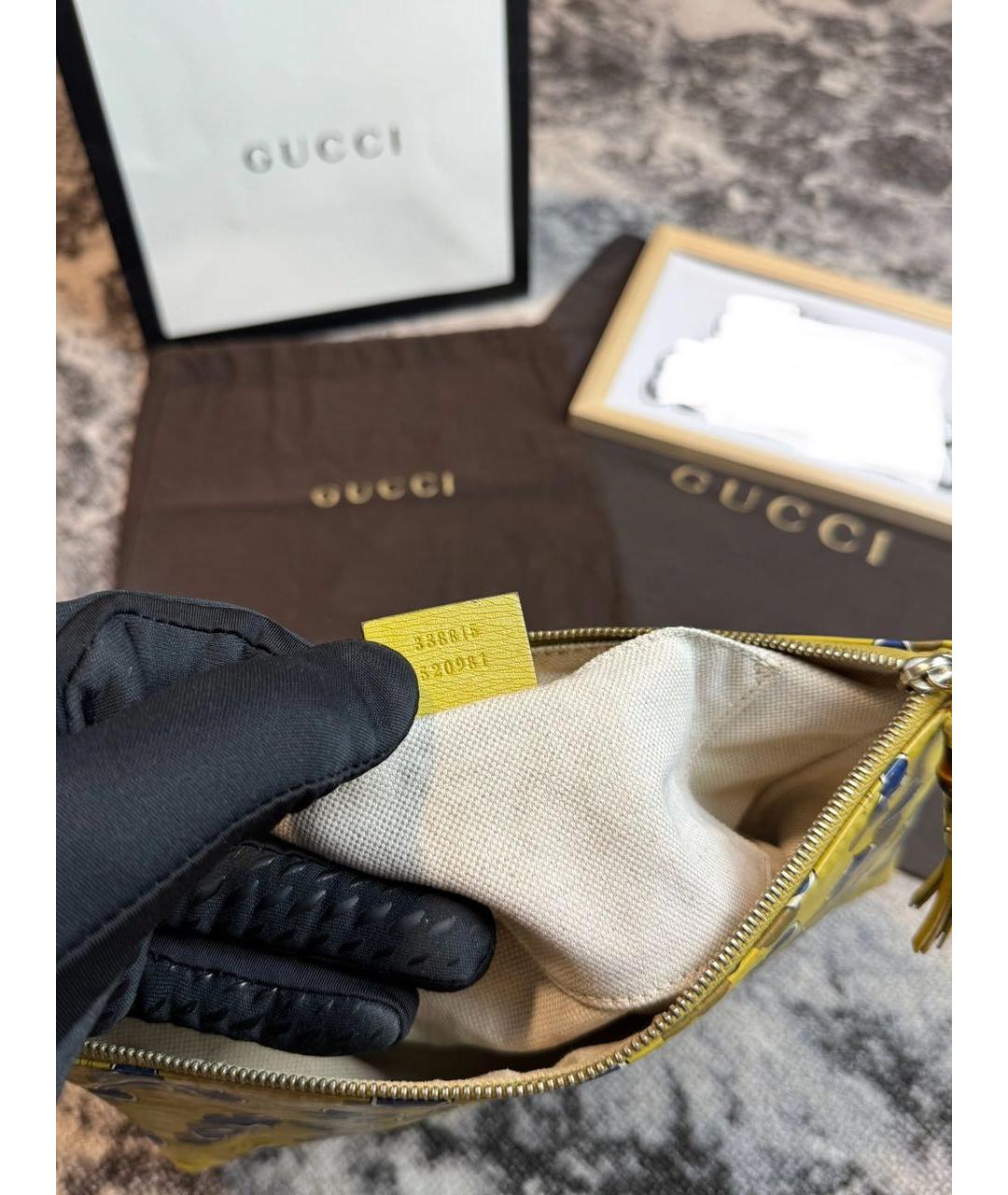 GUCCI Желтая косметичка, фото 5
