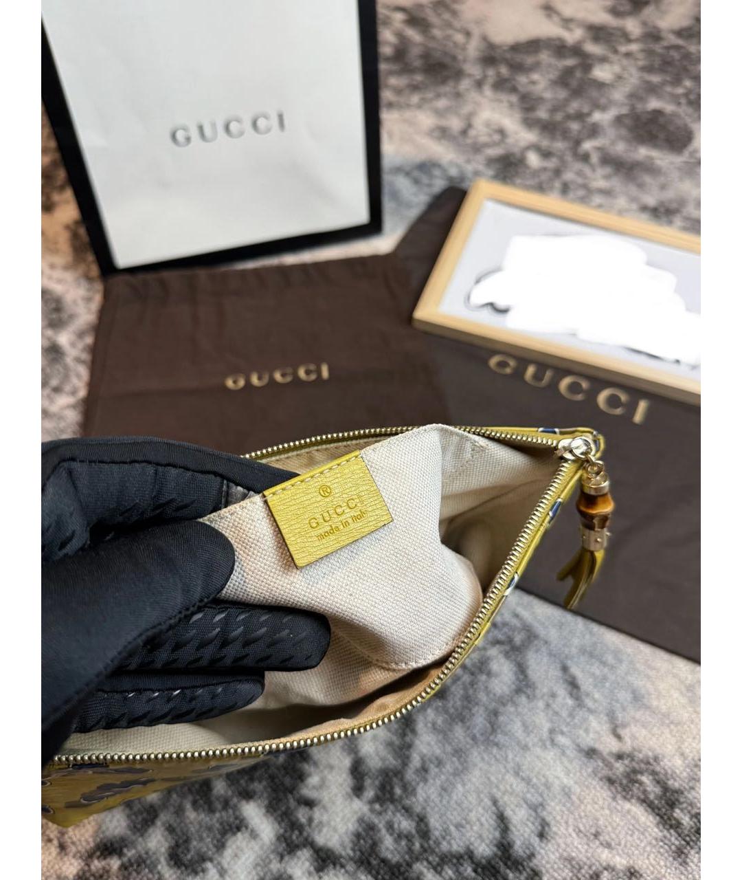 GUCCI Желтая косметичка, фото 4