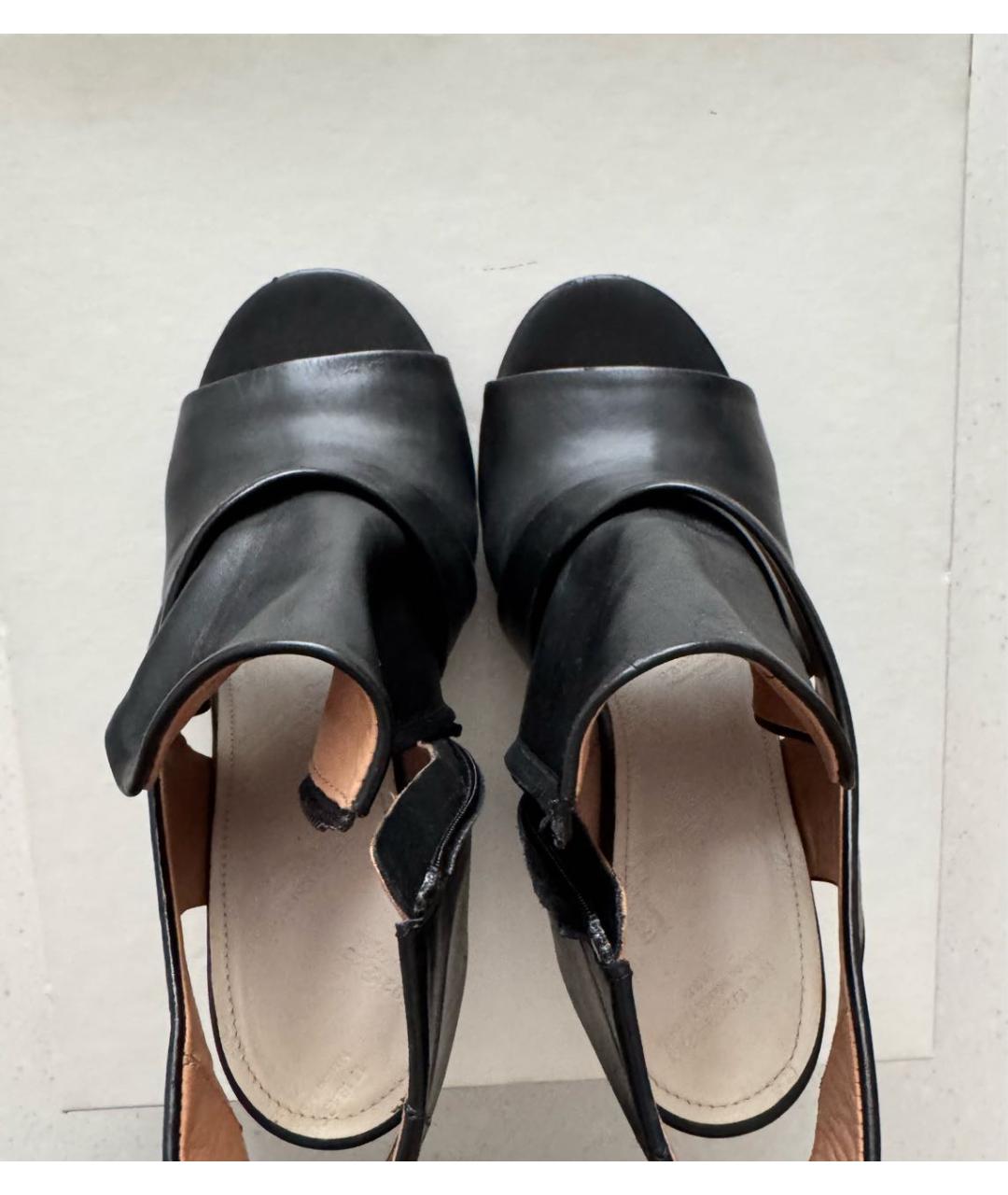 MAISON MARGIELA Черные кожаные босоножки, фото 5