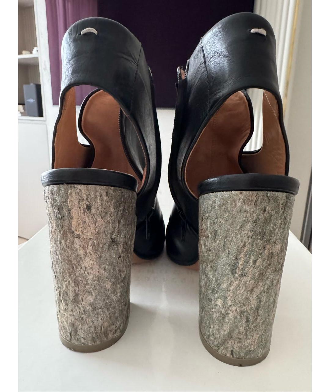 MAISON MARGIELA Черные кожаные босоножки, фото 4