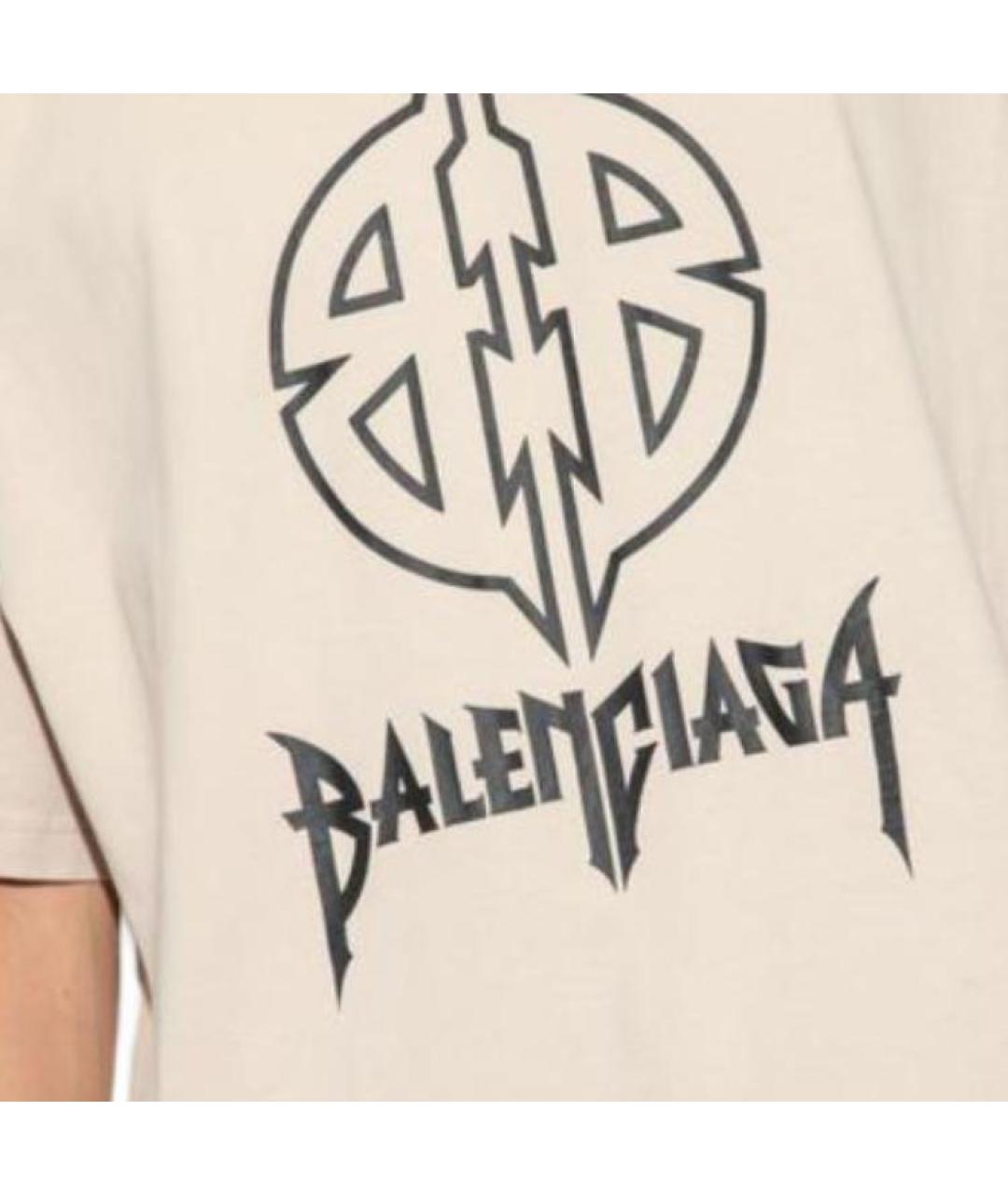 BALENCIAGA Бежевая хлопковая футболка, фото 8