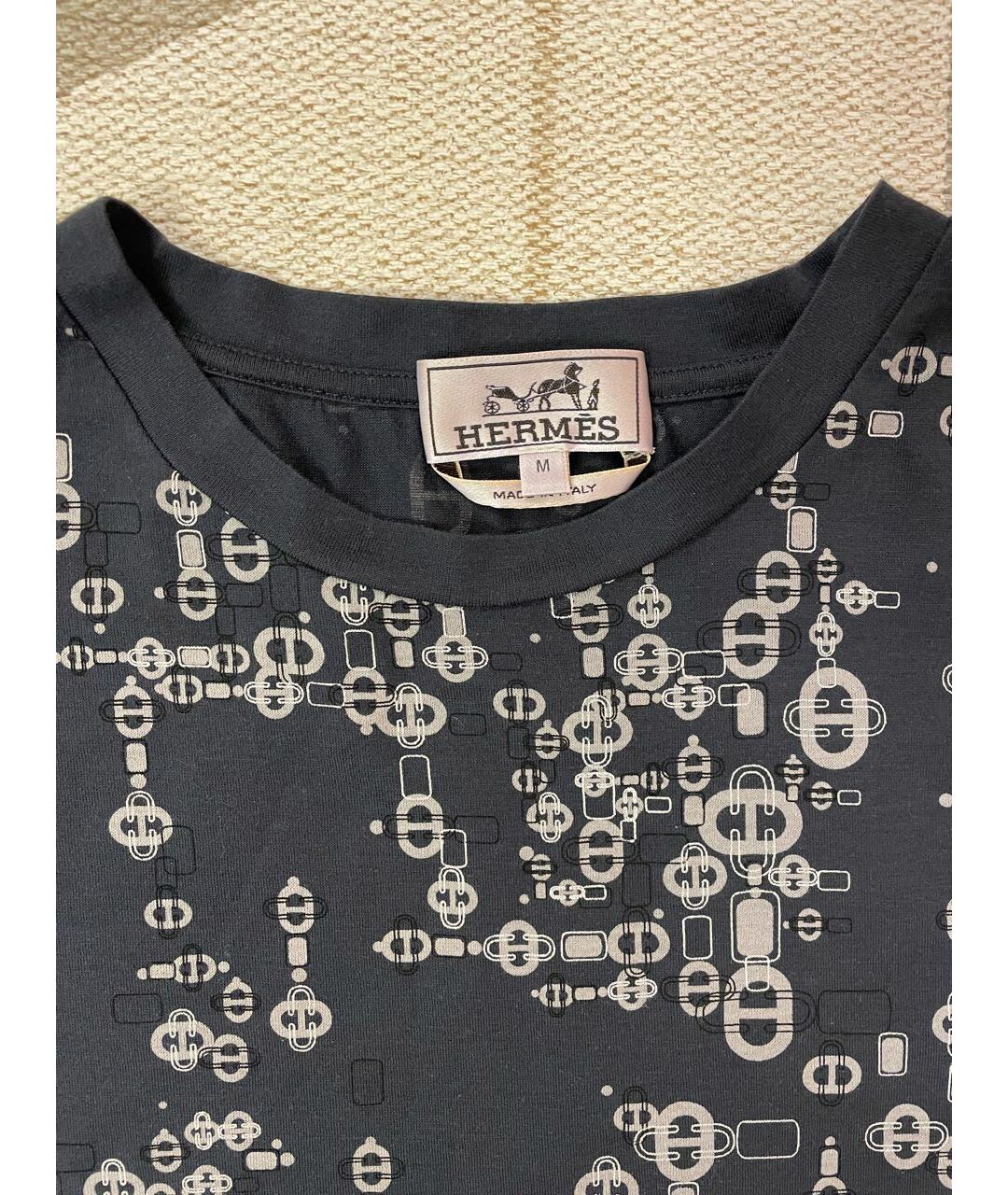 HERMES PRE-OWNED Антрацитовая хлопковая футболка, фото 3