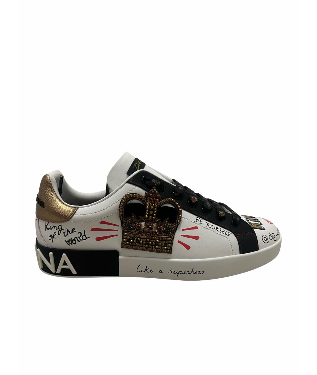 DOLCE&GABBANA Белые кожаные кеды, фото 1
