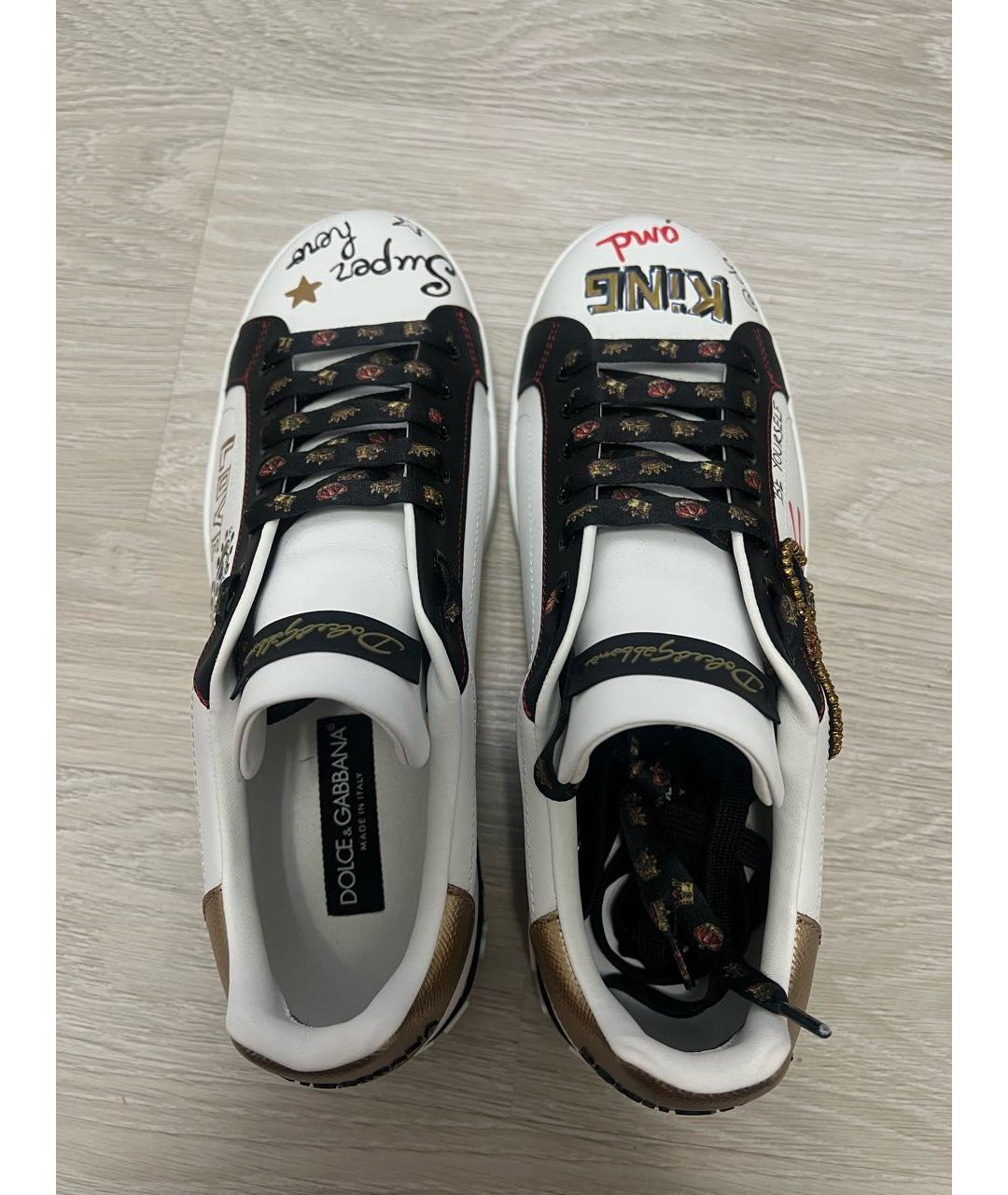 DOLCE&GABBANA Белые кожаные кеды, фото 3