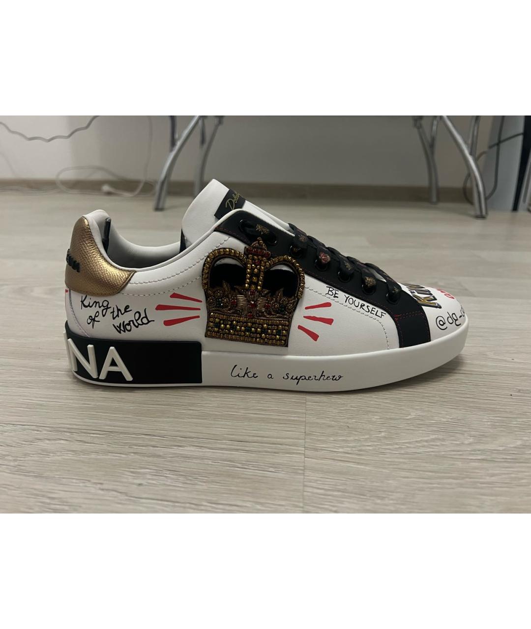 DOLCE&GABBANA Белые кожаные кеды, фото 9