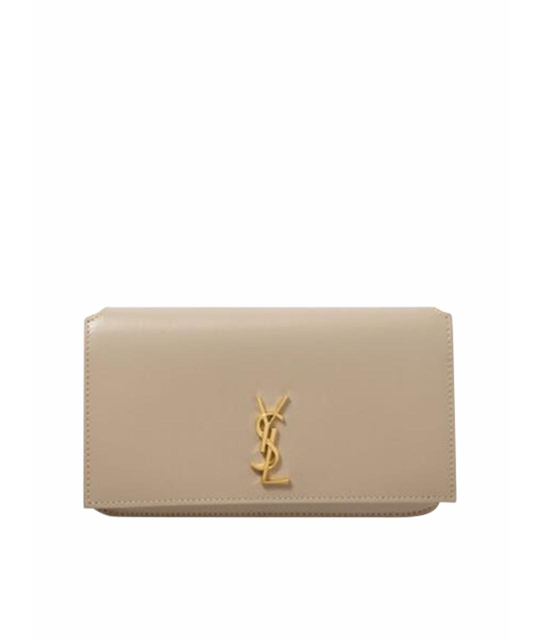 SAINT LAURENT Бежевая кожаная сумка через плечо, фото 1