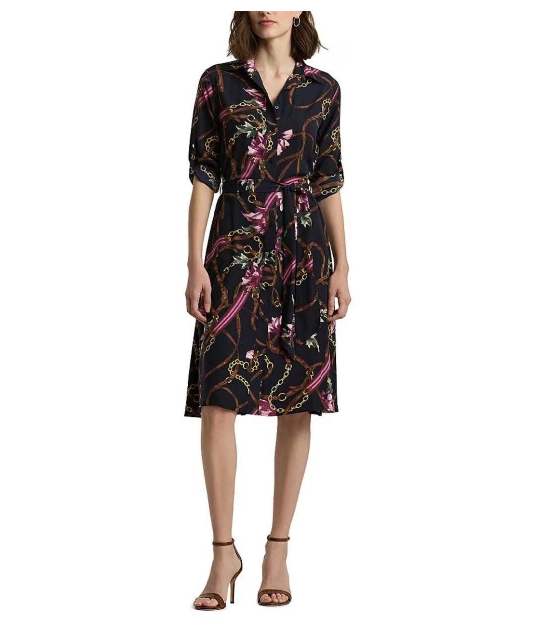 RALPH LAUREN COLLECTION Темно-синее полиэстеровое повседневное платье, фото 5