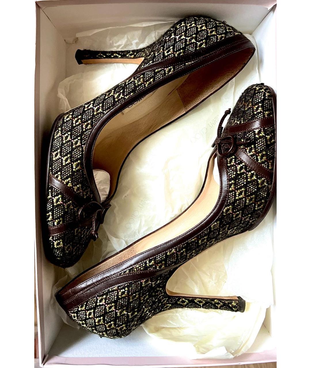 JIMMY CHOO Коричневые текстильные туфли, фото 9