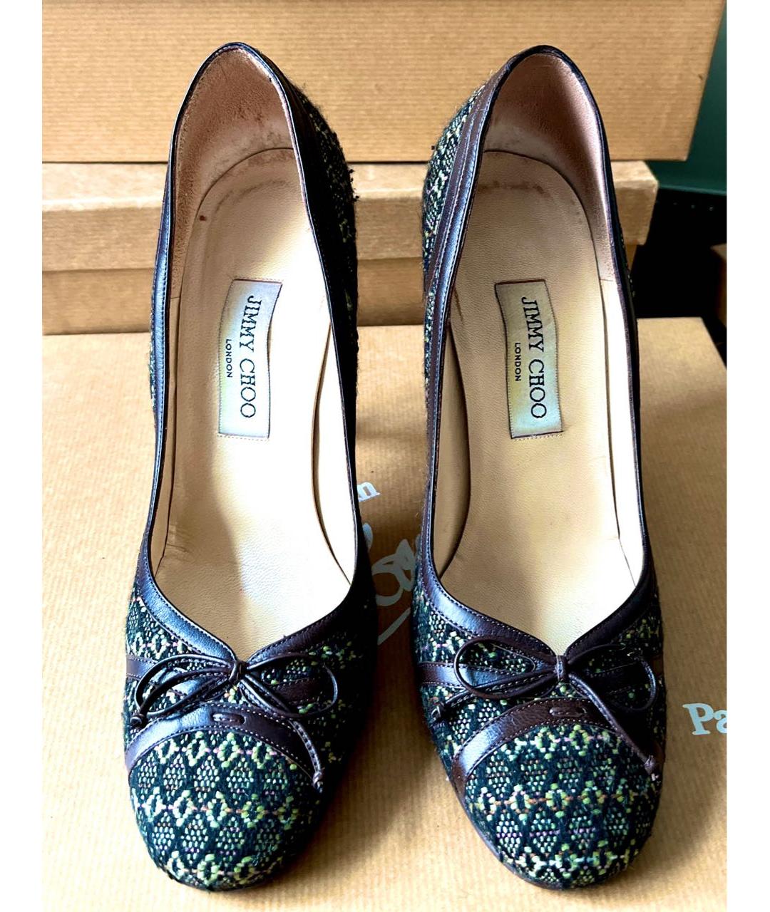 JIMMY CHOO Коричневые текстильные туфли, фото 5