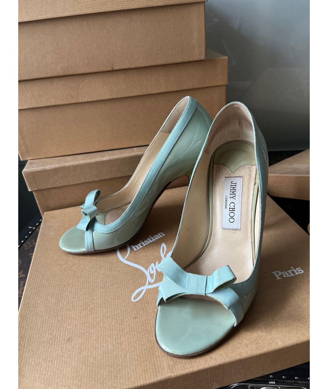 JIMMY CHOO Бирюзовые туфли из лакированной кожи, фото 8