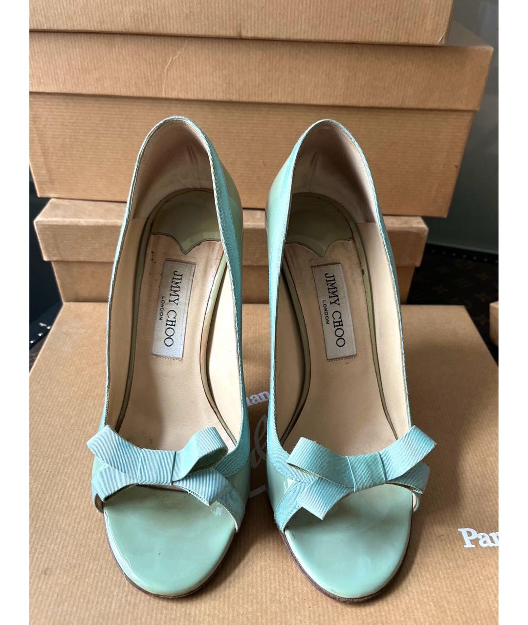 JIMMY CHOO Бирюзовые туфли из лакированной кожи, фото 4