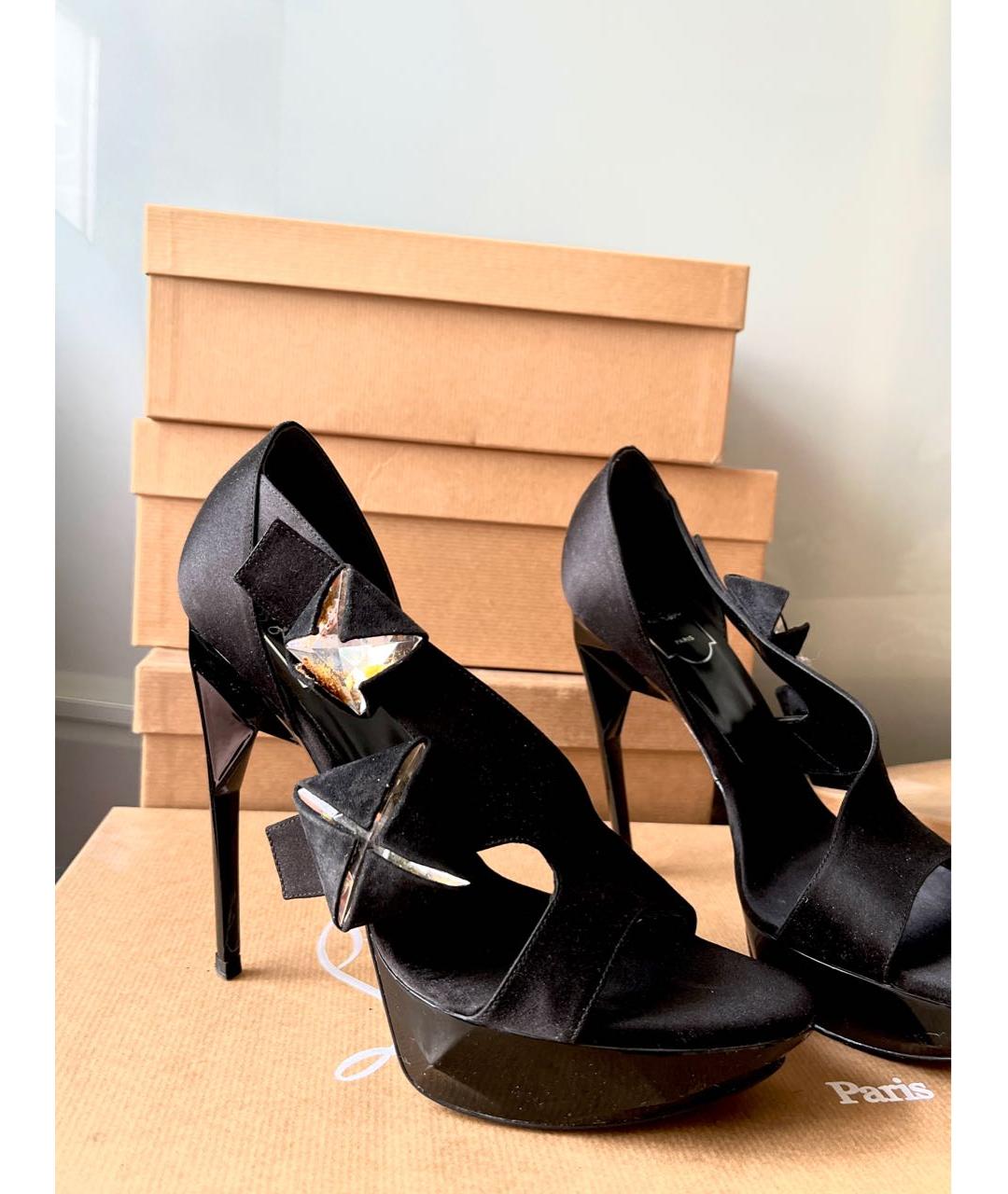 ROGER VIVIER Черные текстильные босоножки, фото 7